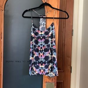 Tibi silk, racer back top with geometrical print